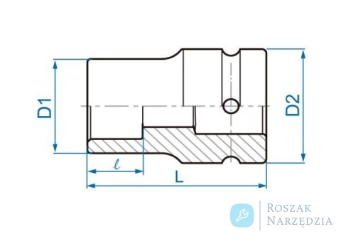 NASADKA DŁUGA UDAROWA 1" 21mm x 76mm, 4-kąt, DO OSI TYLNEJ King Tony