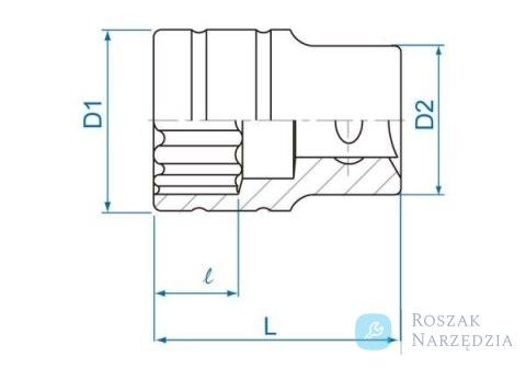NASADKA KRÓTKA 1/2" 8mm x 38mm 12-kąt. Cr-v King Tony