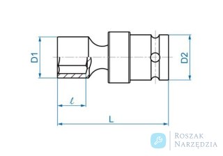 NASADKA KRÓTKA UDAROWA Z PRZEGUBEM 1/2" 13mm x 64mm, 6-kąt King Tony