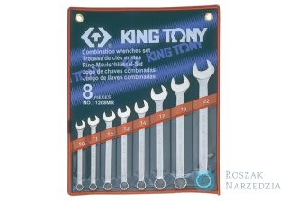 ZESTAW KLUCZY PŁASKO-OCZKOWYCH 8cz. 10 -22mm, ETUI King Tony