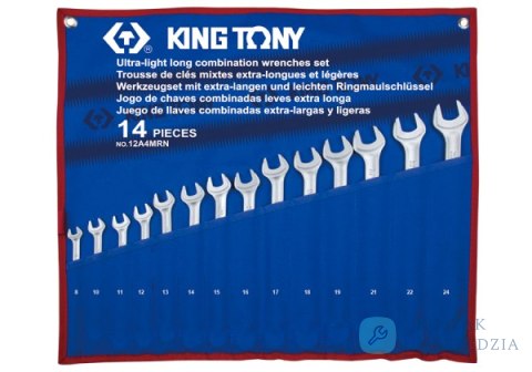 ZESTAW KLUCZY PŁASKO-OCZKOWYCH DŁUGICH 14cz. 8 - 24mm, ETUI King Tony
