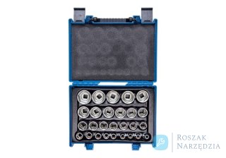 ZESTAW NASADEK 1/2", 27cz. KRÓTKIE 6-kąt. 8 - 36mm, WALIZKA King Tony
