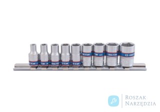 ZESTAW NASADEK 1/4" 9cz. KRÓTKIE, 6-kąt. 4 - 13mm, SZYNA, King Tony