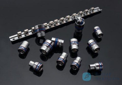 ZESTAW NASADEK 3/8" 13cz. KRÓTKIE 6-kąt. 7 - 19mm, SZYNA, King Tony