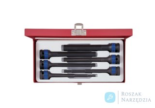 ZESTAW NASADEK UDAROWYCH Z KOŃCÓWKĄ HEX 1/2" 6cz. EKSTRA DŁUGIE 5 - 14mm, KASETA King Tony