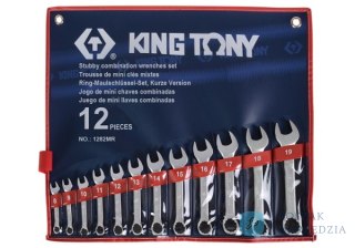 ZESTAW KLUCZY PŁASKO-OCZKOWYCH KRÓTKICH 12cz. 8 - 19mm, ETUI King Tony