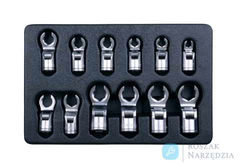 ZESTAW NASADEK PRZEGUBOWYCH DO PRZEWODÓW HAMULCOWYCH 3/8", 12 cz. 8 - 19 mm, WKŁĄD DO WÓZKA King Tony