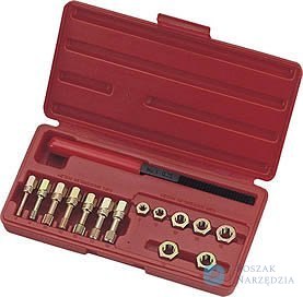 ZESTAW DO NAPRAWY GWINTÓW NA ŚRUBACH I W NAKRĘTKACH, METRYCZNY 6x1.00mm - 12x1.75mm 15cz.