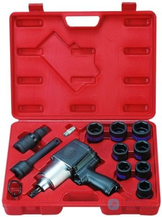 ZESTAW- KLUCZ UDAROWY PNEUMATYCZNY 3/4" 1085Nm + NASADKI UDAROWE 3/4" 26-38mm Z AKCESORIAMI, WALIZKA, 14 cz. King Tony