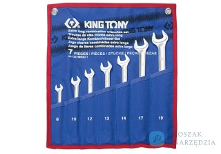 ZESTAW KLUCZY PŁASKO-OCZKOWYCH DŁUGICH 7cz. 8 - 19mm, ETUI King Tony