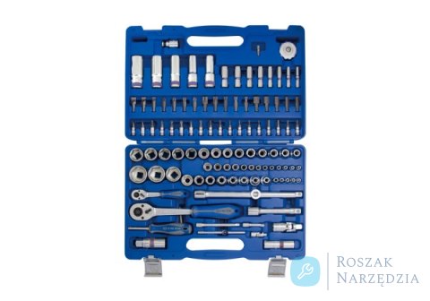 ZESTAW NASADEK 1/4"+ 1/2" 110cz. 4 - 32mm 6-kąt. Z AKCESORIAMI, CHROM+NARZĘDZIA UNIWERSALNE W WALIZCE PLAST. King Tony