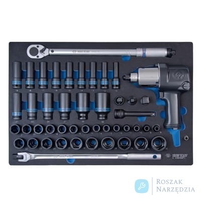 ZESTAW NASADEK UDAROWYCH 1/2" + KLUCZ 33411-050, 46cz., WKŁAD Z PIANKI EVA DO WÓZKA King Tony