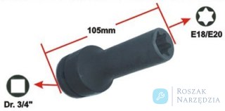 NASADKA UDAROWA 3/4" TORX E20, DŁUGA 105mm (MAN, CYLINDER HGV) H.C.B