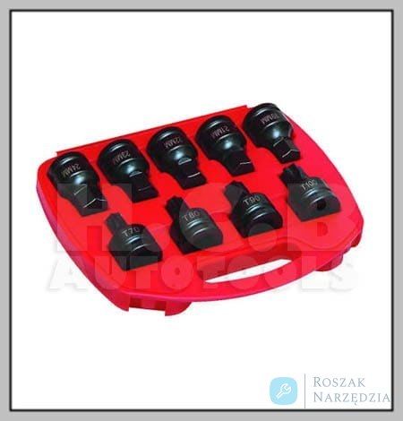 ZESTAW NASADEK 3/4 UDAROWYCH HEX H19 - H24 + TORX T70 - T100. 9 CZ. H.C.B
