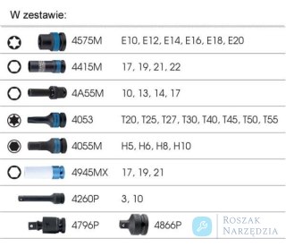ZESTAW NASADEK UDAROWYCH 1/2" 33cz., WKŁAD Z PIANKI EVA DO WÓZKA King Tony