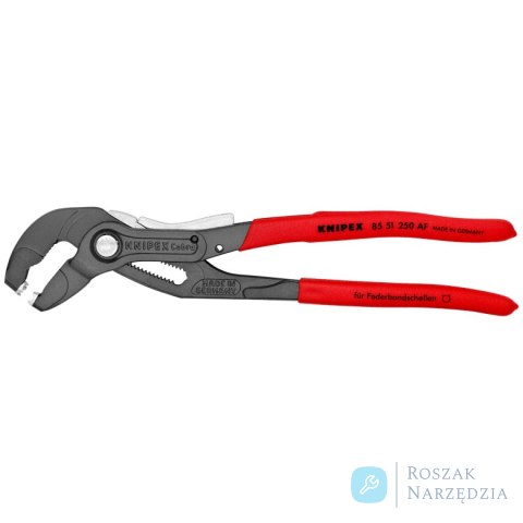 Szczypce do opasek zaciskowych z taśmy sprężynowej 85 51 250 AF Z mechanizmem przytrzymującym KNIPEX