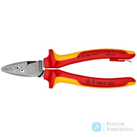 Szczypce do zagniatania tulejek kablowych 97 78 180 T KNIPEX