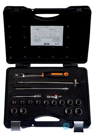 Zestaw nasadek 1/2" 18 sztuk 8-22 mm w metalowym pudełku BAHCO