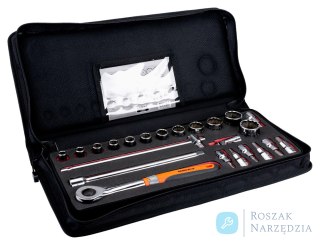 Zestaw mieszany 1/2'' nasadek i śrubokrętów, 23 elementy, etui z materiału BAHCO