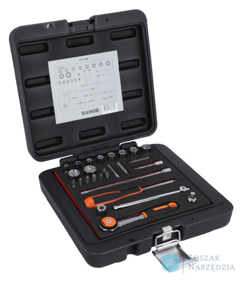 Skrzynka metalowa z zestawem narzędzi 1/4", 27 szt. BAHCO