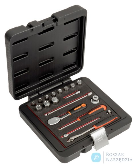 Zestaw nasadek 1/4", 19 sztuk, metalowa skrzynka BAHCO