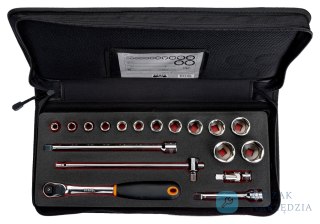 Nasadki 1/2'' zestaw 18 elementów w etui materiałowym BAHCO