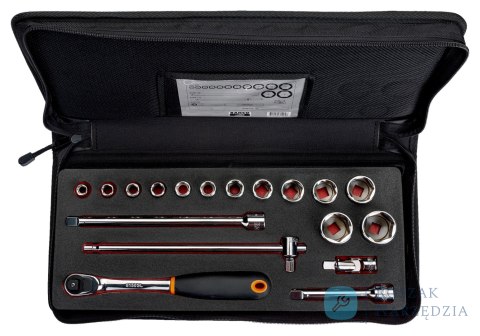 Nasadki 1/2'' zestaw 18 elementów w etui materiałowym BAHCO