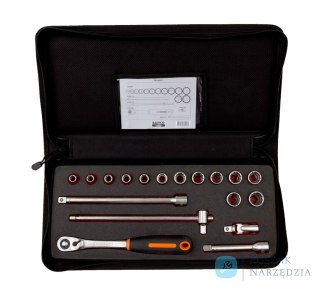 Nasadki 1/2" Bi-hex 18 szt., metalowe pudełko BAHCO