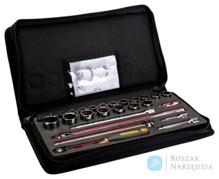 Nasadki 1/2'' zestaw 27 elementów, etui materiałowe BAHCO