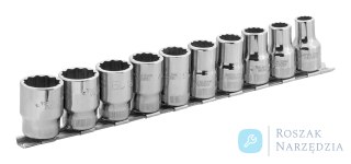 Nasadki 1/2", zestaw 10 szt. na szynie BAHCO