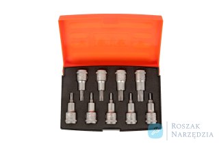 Zestaw nasadek 1/2" z końcówkami TORX 9 szt.: T20, T25, T27, T30, T40, T45, T50, T55, T60 BAHCO