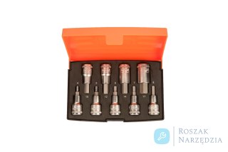 Nasadki 1/2" z końcówkami sześciokątnymi - 9 szt., rozmiary 4-17 mm BAHCO
