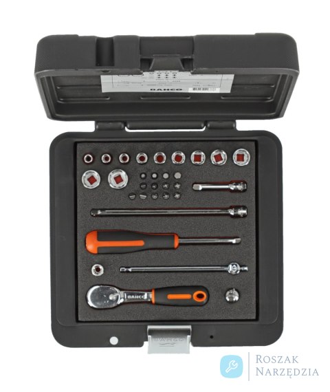 Zestaw nasadek 1/4" z bitami w metalowej kasetce BAHCO