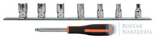 Zestaw nasadek sześciokątnych 1/4" na szynie RAIL-187, 7 szt. BAHCO