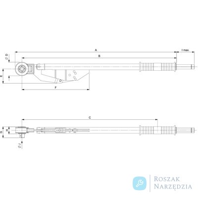 Klucz dynamometryczny 200-800 Nm, ze stałą grzechotką 3/4-1" 76R3-800 BAHCO