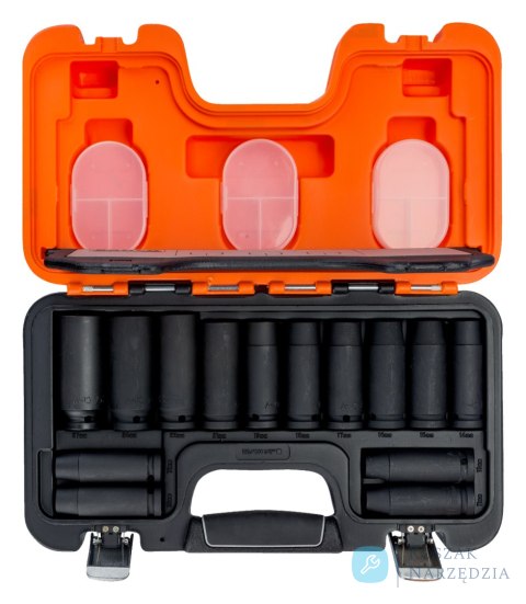 Zestaw nasadek udarowych wydłużonych metrycznych 1/2" 10-27mm BAHCO