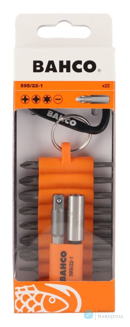 Zestaw bitów 22 szt. PH, PZ, T, SL z uchwytem magnetycznym i adapterem nasadkowym 1/4" BAHCO