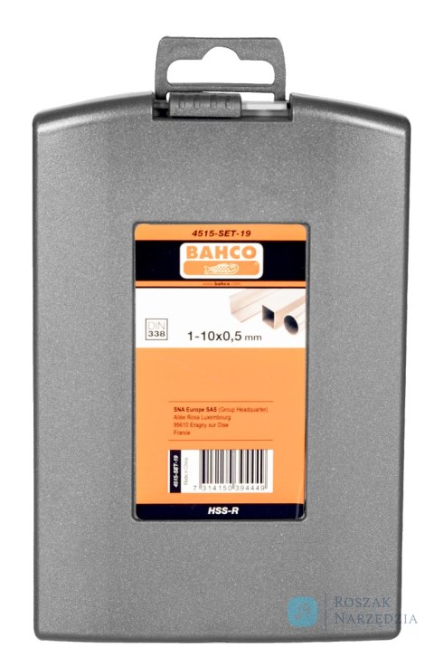 Wiertła HSS-R do metalu 19 szt. w zestawie 1-10 mm co 0,5 mm BAHCO