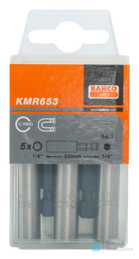 Magnetyczny uchwyt do bitów 1/4" 60 mm z pierścieniem ustalającym BAHCO