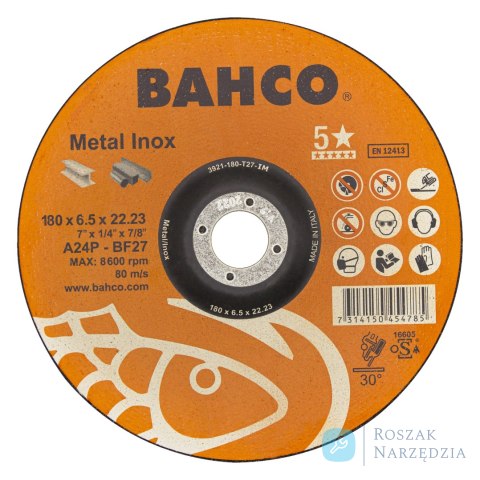 Tarcza do szlifowania metalu i Inox 150mm x 6.4mm BAHCO (25 szt.)