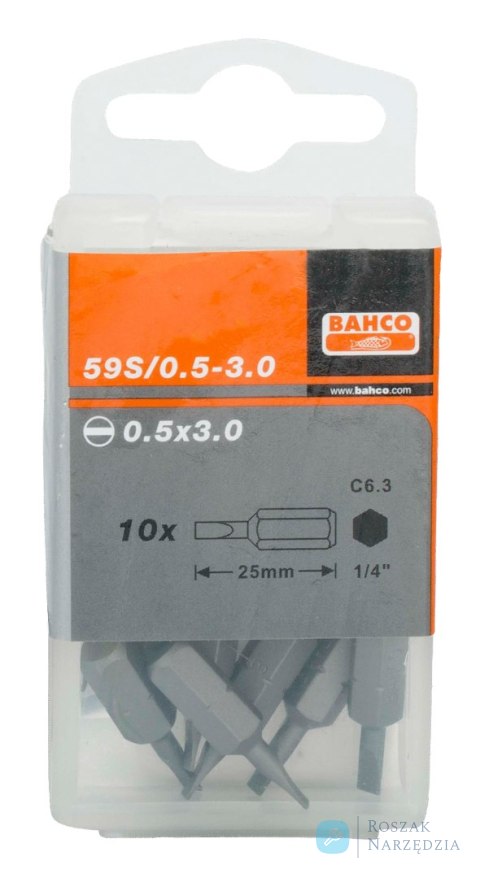 Bit 1/4" do śrub płaskich 0.5x4x25 mm, 3 szt. BAHCO