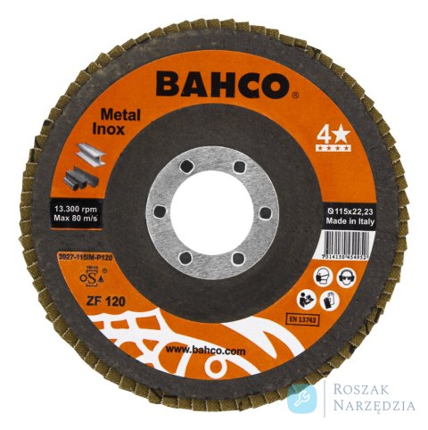 Tarcza lamelkowa wypukła P120, 115 mm, Zirconium/Korund BAHCO (20 szt.)
