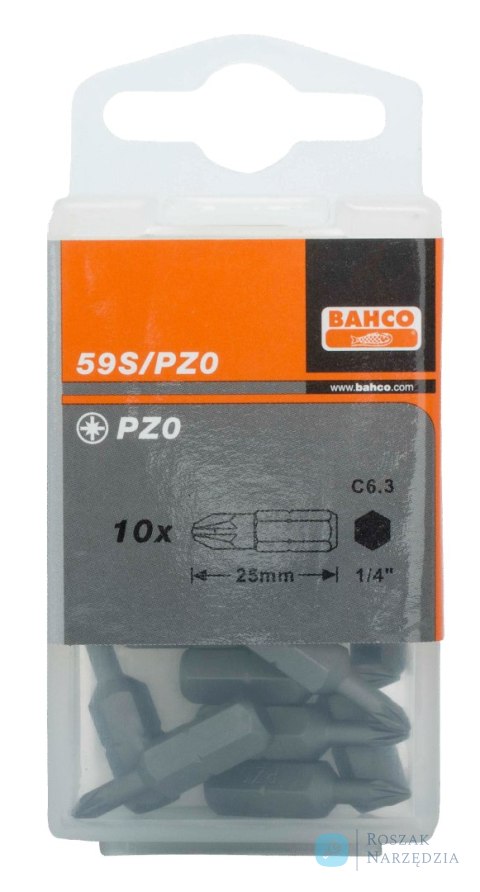 Bit 1/4" PZ1x25 mm, 500 szt. BAHCO (500 szt.)