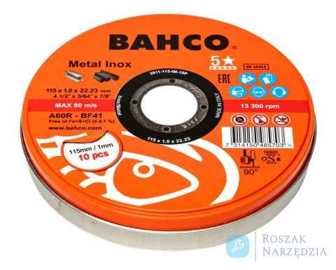 Tarcza do cięcia stali nierdzewnej i metalu 125 x 1.0 x 22.23 mm seria 4* BAHCO (25 szt.)