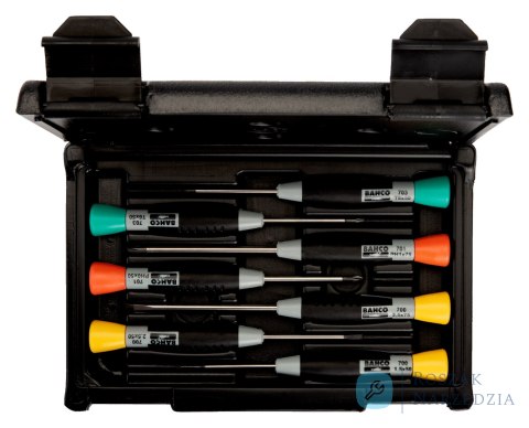 Wkrętaki precyzyjne, zestaw 7 sztuk, TORX®, Phillips, płaskie BAHCO