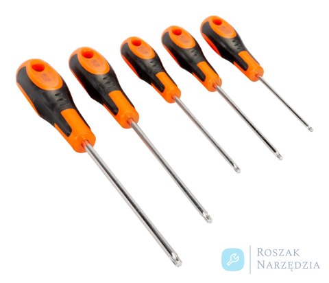 Wkrętaki serii 600, zestaw 5 sztuk, TORX T10, T15, T20, T25, T30 BAHCO