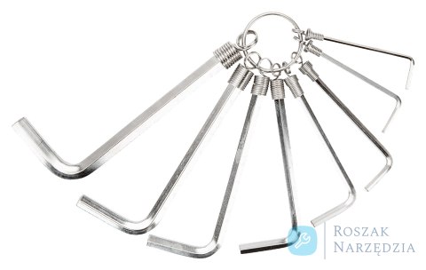 Zestaw kluczy trzpieniowych imbusowych, metrycznych, 8 sztuk, na pierścieniu, niklowane, 2-8 mm BAHCO