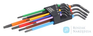 Zestaw kluczy trzpieniowych kolorowych, TORX T8-T40, Długie - 9 szt. BAHCO