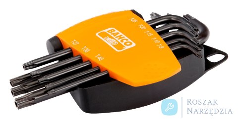Zestaw kluczy trzpieniowych TORX z otworem T9-T40, 8 szt. BAHCO Zestaw kluczy trzpieniowych TORX z otworem T9-T40, 8 szt. BAHCO