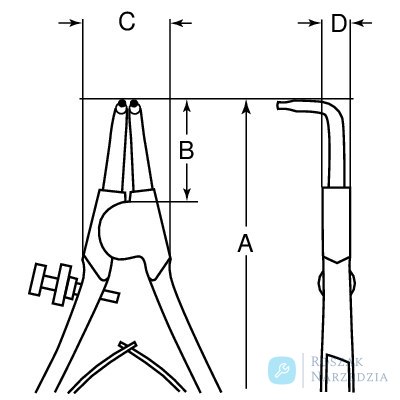 Szczypce do pierścieni zewnętrznych, odgięte o 90°, 3-10 mm, średnica oczka 1.0-1.5 mm BAHCO